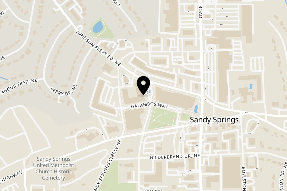 Map showing the location of Cafe Vendome - Atlanta City Springs on 6400 Blue Stone Rd UNIT 110 in Sandy Springs